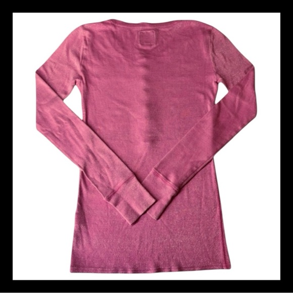 Vintage 2009 Victoria's Secret PINK Metallic Love Pink Shimmer Henley Tee Size S - Picture 8 of 9